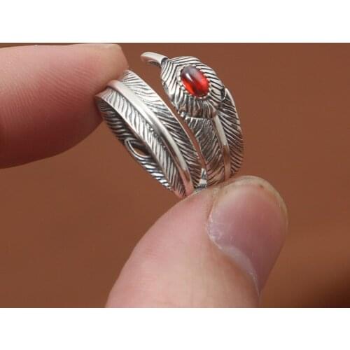 925 Sterling Silver Retro Thai Silver Jewelery Men And Women Takahashi Goro Feather Ring Open Ended Ring