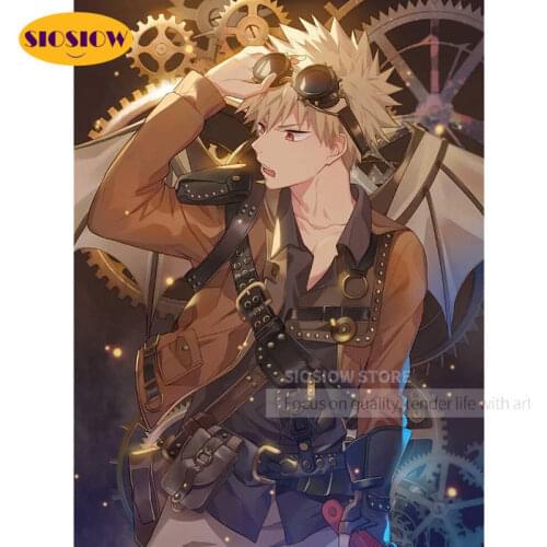 5d Embroidery Diamond Painting Bakugou Katsuki Fan Art My Hero Academia Cross Stitch Anime Pictures Home Decor Full Square Drill