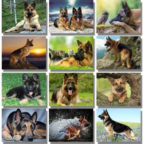 Full Round Drill Diamond Painting Cross Stitch German Shepherd 5D DIY Diamond Embroidery Dog Sale Diamond Mosaic Animal Pictures