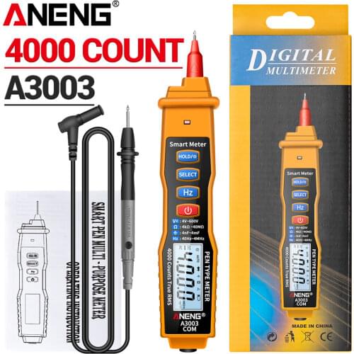 ANENG A3003 Digital Multimeter Pen Type Meter 4000 Counts with Non Contact AC/DC Voltage Resistance Capacitance Hz Tester Tool