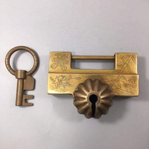 Bamboo pattern lock, exquisite handicraft, old-fashioned lock