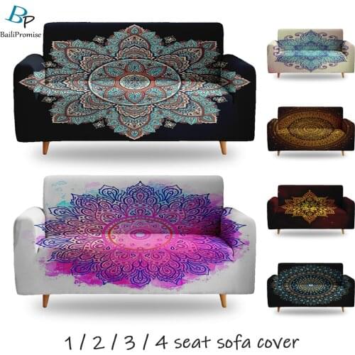 Bohemia Sofa Cover 3D Print Mandala Elastic Stretch 1/2/3/4-Seater Slipcovers Custom Living Room Bedroom Furniture Decor