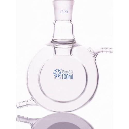 Double-deck spherical single-necked round bottom flask,Capacity 100ml,Joint 24/29,Mezzanine jacketed reactor bottle