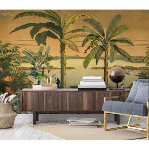 Century Tropical Jungle Peacock Murals Custom Photo Wallpapers for Walls 3D Murals Wall Papers Home Decor Living Room