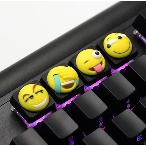 Cool Kit handcraft Cute Face Mood Resin artisan keycaps for mx stem mechanical keyboards Yellow funny snicker Tongue Cry