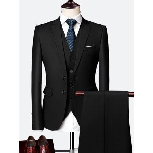 Three-piece Suit 2019 New Cotton Blazer Wedding Dress Fashion Slim Fit Business Formal Suit Stage Singer Clothes Tuxedo 6XL
