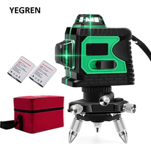 Green Blue Red Light Laser Level 12 Lines Vertical Horizontal Line Straight Measurer Rotate 360 degree Automatic Leveling Meter
