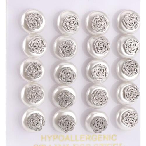 LUXUKISSKIDS New Cute Love Crystal Flower Stud Earring Mellow Rose Earrings simulated Pearl