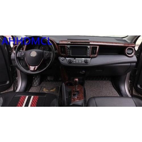 Car Interior Mouldings Modification Decorative Trim Frame Interior Sequins Mahogany For Rav4 2013 2014 2015 2016 2017 2018 2019