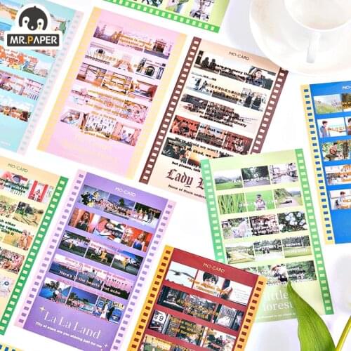 Mr Paper 8 Designs 2Pcs/bag Ins Style Movie Life Series Creative Hand Account DIY Decor Collage Material Plain Sheet Stickers