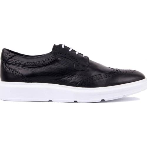 Sail-Lakers Black Genuine Leather Men 'S Casual Shoes