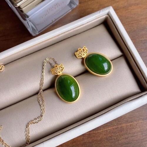 Natural Hetian Jade Green Jade Egg Noodle Pendant S925 Sterling Silver Craft Textured Fu Character Buckle Classical Culture Desi