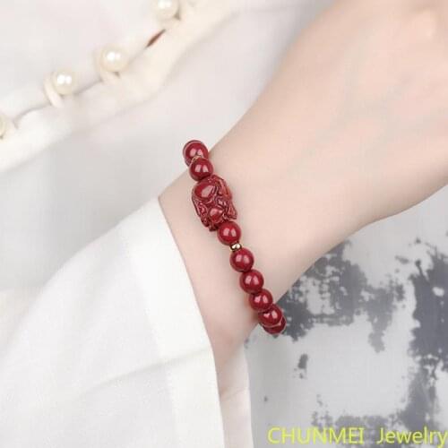 Raw Mineral Natural Emperor High Content Cinnabar Bracelet Fat Cinnabar Bracelet Fashionable Lady Cinnabar Bracelet