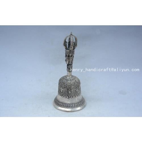 Very rare old Tibet Qing Dynasty (QianLong1711-1799)silver Buddhist bells,Decoration,Free shipping