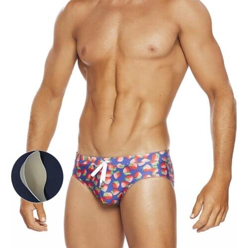 Mens Swimming Trunks With Push Pad New Low Waist Printed Bikini European American Fashion Beachwear Summer Beach Surf Sport