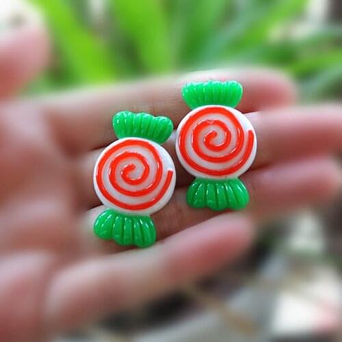 Resin Crafts For DIY Christmas Decoration 20pcs 37*23mm Lovely Flat Back Resin Cabochon Christmas Candy