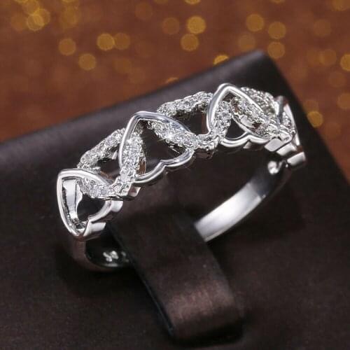 Hollow Heart Rings For Women Color Female Micro Pave Engagement Wedding Knuckle Finger Ring Fashion Jewelry Z4P900