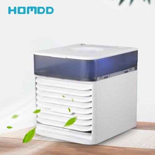 HOMDD Portable Fan With Ice Electric USB Mini Air Cooler With 7 LED Night Light Low Noise Mobile Conditioner Office Home Summer