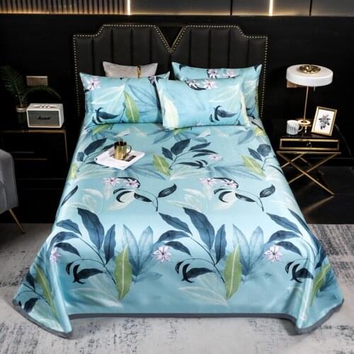 Linens Easy-to-clean Printing Foldable Summer Cool Sleeping Mat Pillowcase Ice Silk Mattress Sheets For Household Use Bed Cover
