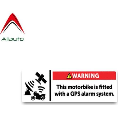 Aliauto Warning Car Sticker Motorbike Is Fitted with A GPS Alarm System Bold Sunscreen Reflective Anti-UV Decals PVC,11cm*3cm