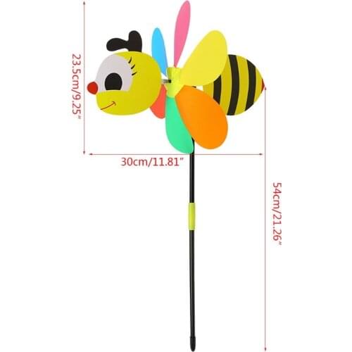 30cm Colorful Plastic Bee Windmill Toys Pinwheel Self-assembly Windmill Childrens Toy Home Garden Yard Decor Outdoor Gifts