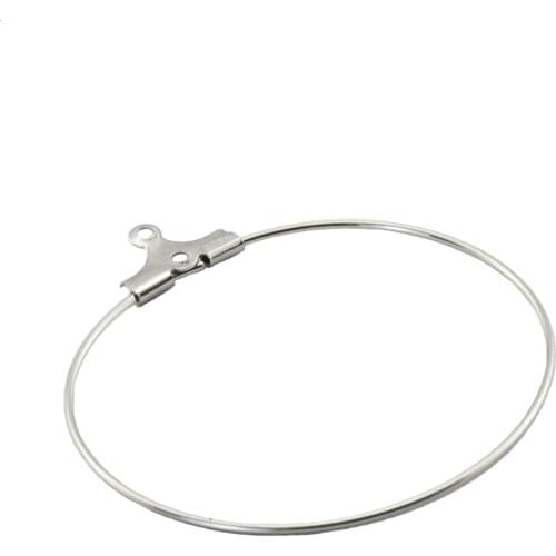 100pcs/lot Stainless Steel Beading Hoop Earring Finding Components With 2 Loops 40mm