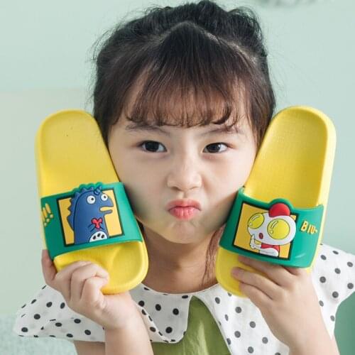 Summer Children Slippers for Boys Girls Beach Sandals Baby House Slippers Home Pvc Flat Flip Flop Kids Non-slip Bathroom Shoes