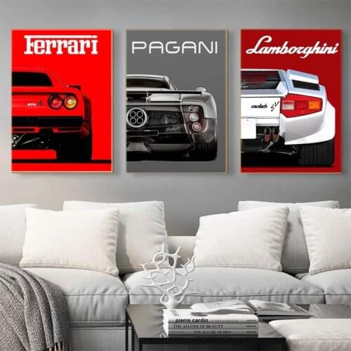 Modern Cool Car Ferraris Lamborghini Classic Racing Pagani Artwork Poster Print Wall Art Picture Living Room Boy Room Home Decor