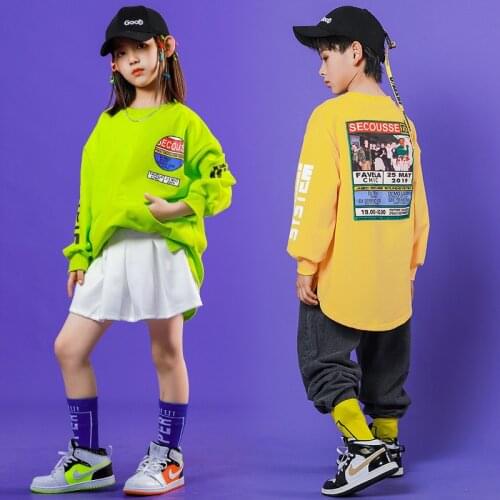 Kids Boys Girls Sets Streetwear Hip Hop Dance Stage Fashion Show Clothing Juvenile Children Tracksuit Long Sleeve T-shirt Pant