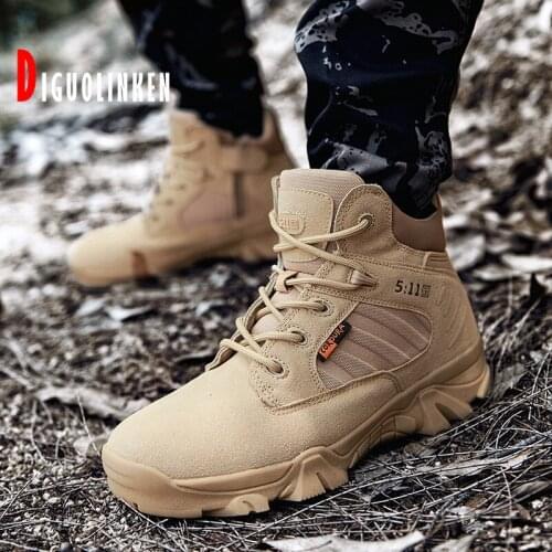 Autumn 2021 Tactical Boots For Men Big Size Leather Casual Sneakers Outdoor Desert Boots Mens Anti Slip Military Combat Boot Man