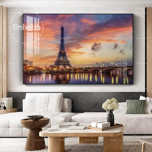 Embelish The Eiffel Tower At Sunrise In Paris Landscape Wall Pictures For Living Room Canvas Oil Painting Home Decor HD Posters