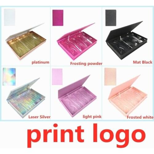 Print logo Four pairs Eyelash Packaging Box Wholesale Empty Lash Boxes With Tray Rectangle Case 25mm Mink Eyelashes Package