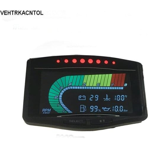 VEHTRKACNTOL 5 Function 12v/24v Truck Car Oil Pressure Gauge + Volt Voltmeter + Water Temperature Gauge +Fuel Gauge + Tachometer