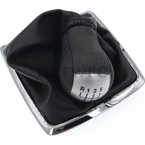 High Quality 6 Speed Silver PU Leather Shift Knob Stick Lever Gaiter Cover For Ford Focus Mondeo MK2 II 2004-2011