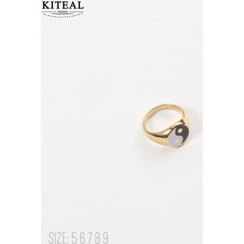 KITEAL High Quality Gold Vermeil size 6 7 8 Tail ring Tai Chi Eight Diagrams Yin Yang Chinese Style ring men wedding decoration