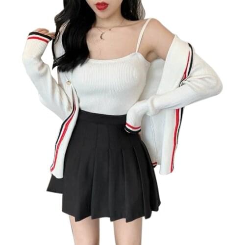 2021 Women Pleated Skirt Gothic Female Fashion Outfits For Elegant Ladies High Waist Slim Girl Clothing