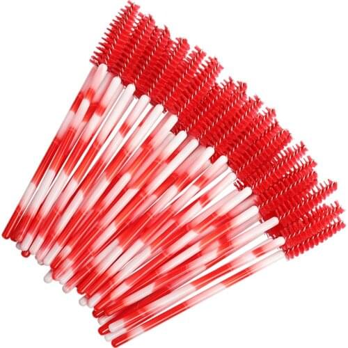 1000pcs/lot Disposable Nylon Mascara Wands Colorful Red Eyebrow Comb Brushes Lashes Makeup Brushes Eyelash Extension Tools
