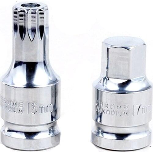 2Pcs 1/2"(12.5mm) Drive Oil Pan Drain Plug Screw Socket Wrench Head Hex 12 Tooth CR-V Universal Allen Head for Auto Repair Tools