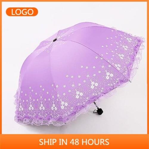 2020 new girl rain and sunshade dual-use black plastic sun umbrella personality candy color princess wind free mail