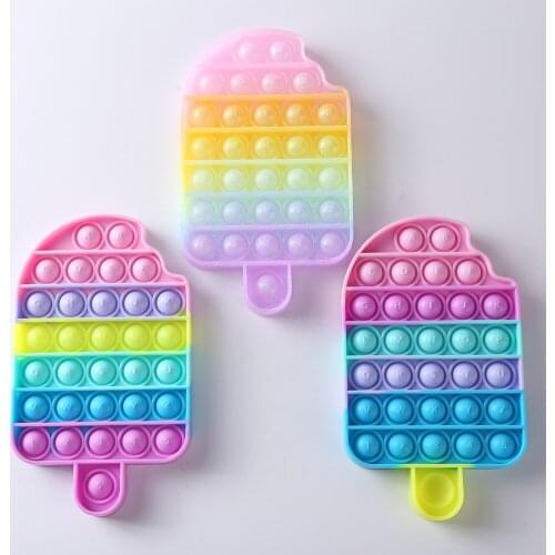 2021 Ice Cream Fidget Reliver Stress Toy Rainbow Push Bubble Antistress Toys Adults & Children Sensory Toys to Relieve Autism