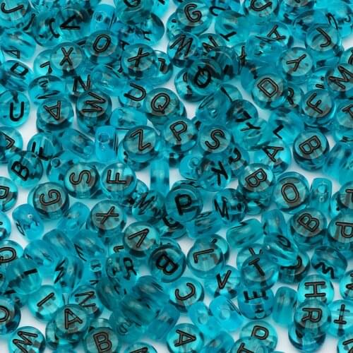 4*7mm Transparent Lake Blue Mixed Letter Acrylic Beads Alphabet Round Flat Loose Spacer Beads For Jewelry Making Diy Bracelet