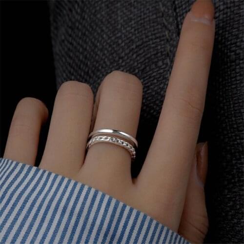 925 Sterling Silver Finger Ring For Women Girls Retro Opening Party Wedding Jewelry Accessories jz349