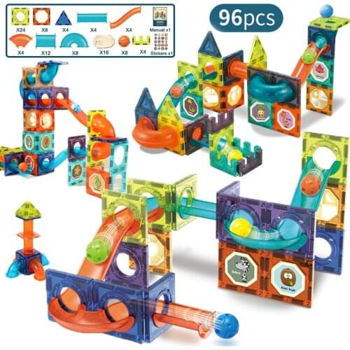 96PCS Side Magnetic Designer Construction Set Model Building Toy Plastic Magnets Magnetic Blocks Educational Toys For Kids