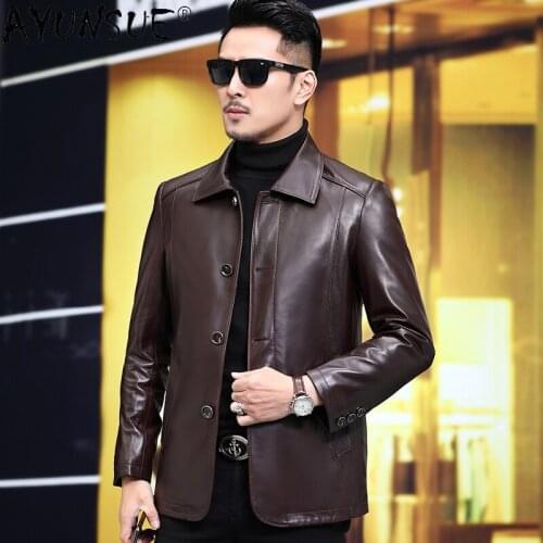 AYUNSUE Mens Genuine Jacket Men Clothing Sheepskin Autumn Coat Male 5XL 6XL Plus Size Clothes Chaqueta Cuero Hombre LXR767
