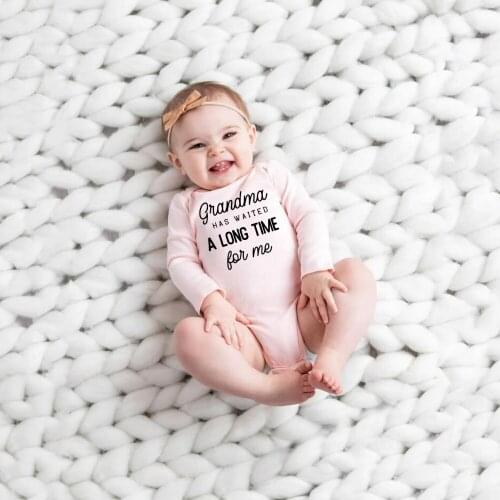 Baby Boys Girls Bodysuit Grandma Waited A Long Time for Me Newborn Playsuits Long Sleeve Kids Cute Bodysuits 0-24 M