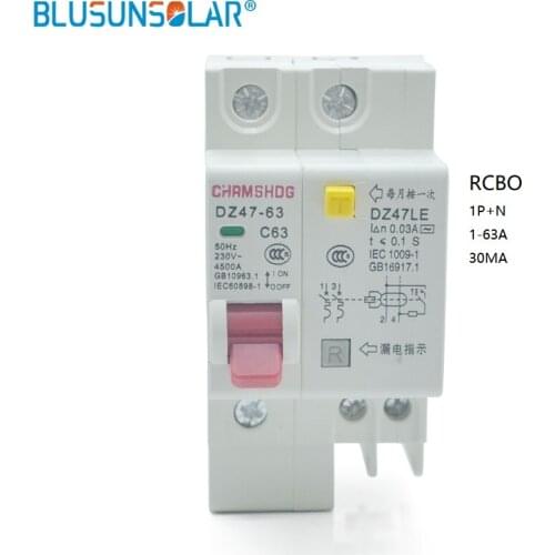 CE RCBO SOLARB 230V 1P+N Residual current Circuit breaker with over and short current Leakage protection breaker