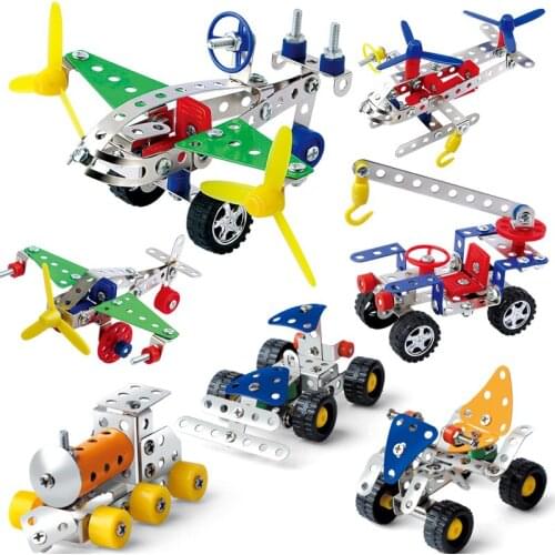 Childrens Metal Assembly Toy Model Car 3D Stereo Screw Nut Disassembly Puzzle Assembly Iron Building Block Toys Kids