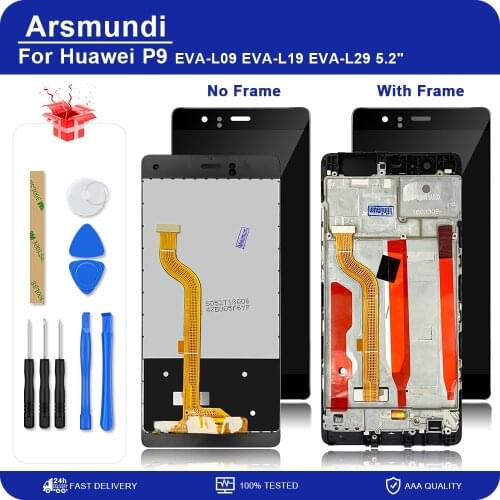 For Huawei P9 EVA-L09 EVA-L19 EVA-L29 5.2" LCD Display Touch Screen Digitizer Assembly With Frame Replacement LCDs