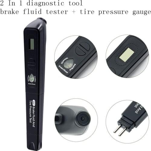 2 in 1 Electrical Testers digital display brake fluid tester pen and car tire pressure gauge meter Brake Liquid diagnostic tool
