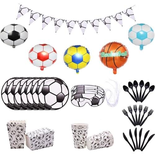 Soccer Football Styles Birthday Party Decoration Set Disposable Tablewares Paper Cup Plate Napkin Baby Boy Shower Party Supplies